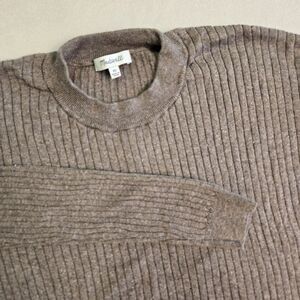 Madewell Ribbed Knit Sweater XSmall Brown Cotton Hemp Silk Crewneck Brown Taupe